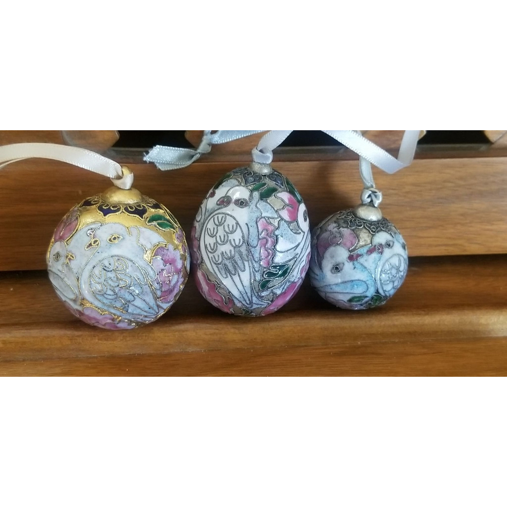 Vintage Easter Cloisonne Egg Ornaments (3)